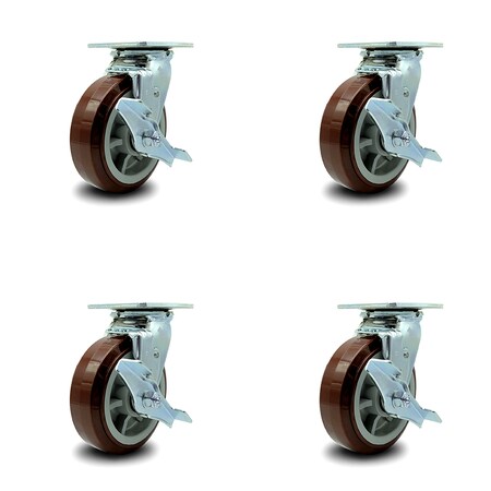 Service Caster Greenlee Caster Set - GMX Cart -4 Swivel with Brake and Bolt-On Swivel Lock -SCC GRE-SCC-30CS620-PPUR-TLB-BSL-4
